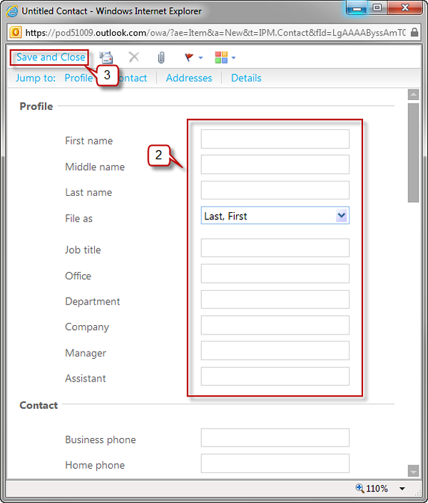 managing outlook contacts